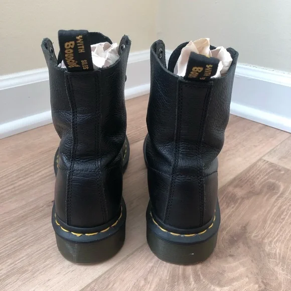 DR MARTENS Black Leather Pascal 1460 Combat Boots Size 8 - Picture 5 of 6